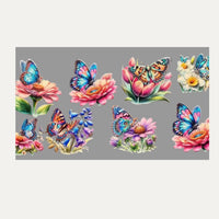Blumen/ Schmetterling Sticker R